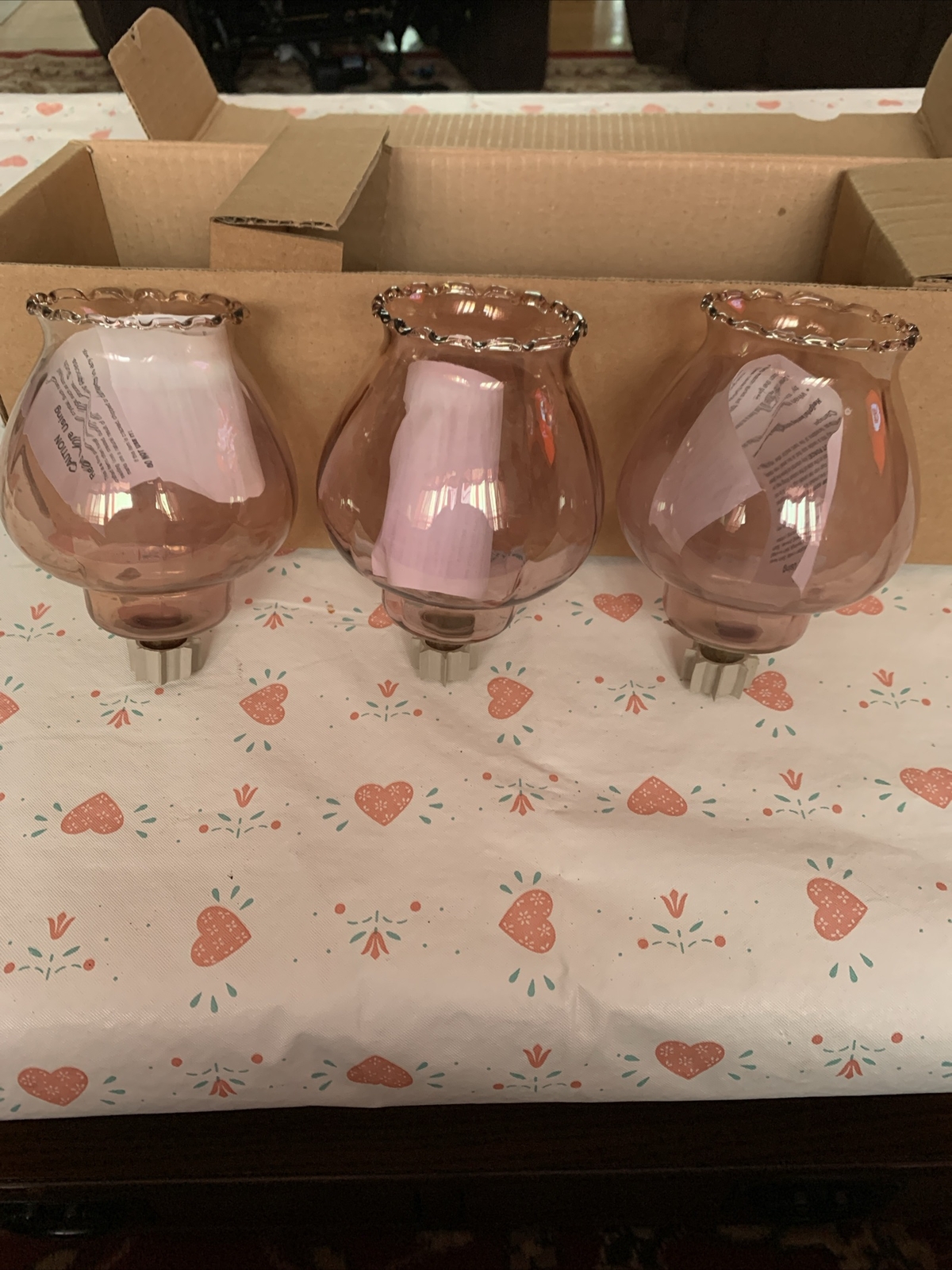 Pink Celeste Globe Glass (3)Votive Cup Candle Holder Homco Home