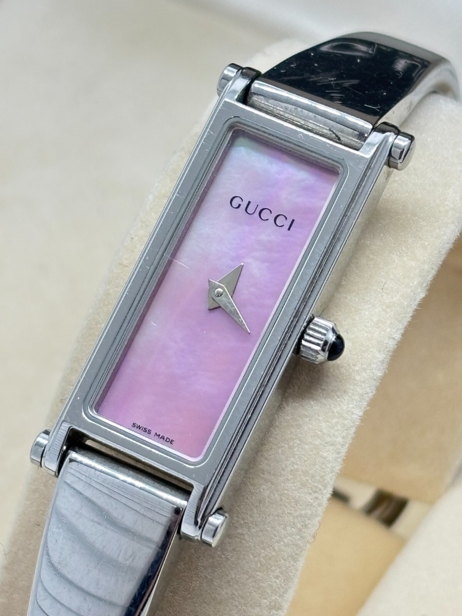 Exc+5 w/Box ] GUCCI 1500L Vintage Watch Silver Pink Dial Used