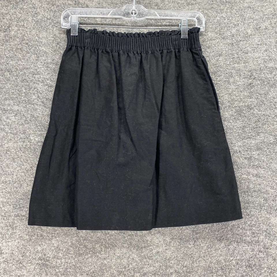 J. Falda Crew Mujer 0 Negra Línea A Midi Pull On Lino Forrada Cintura Elástica Informal Foto 2 de 4