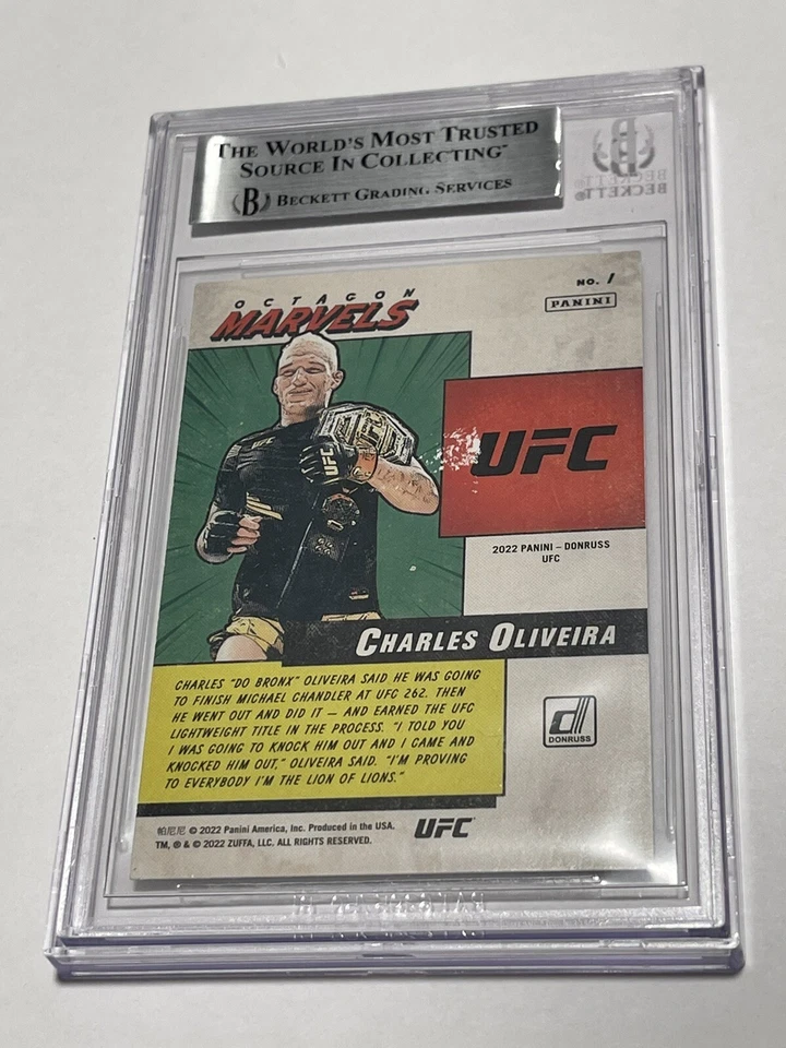 Charles Oliveira Signed UFC Donruss Octagon Marvels Card IP Slabbed Beckett BAS - Image 2 of 3