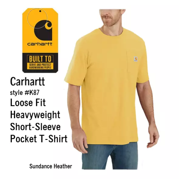 CARHARTT HEAVYWEIGHT SHORT SLEEVE T Shirt MENS 2XL XXL YELLOW LOOSE FIT NWT