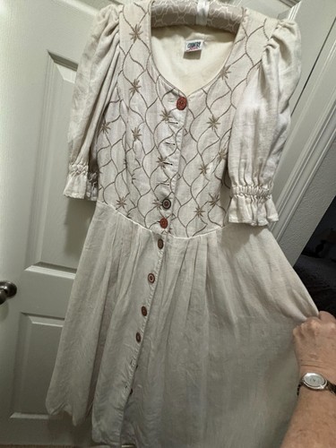 Oktoberfest Country Line 100% Linen German Bavarian Long Dirndl Dress Size L - Picture 13 of 22