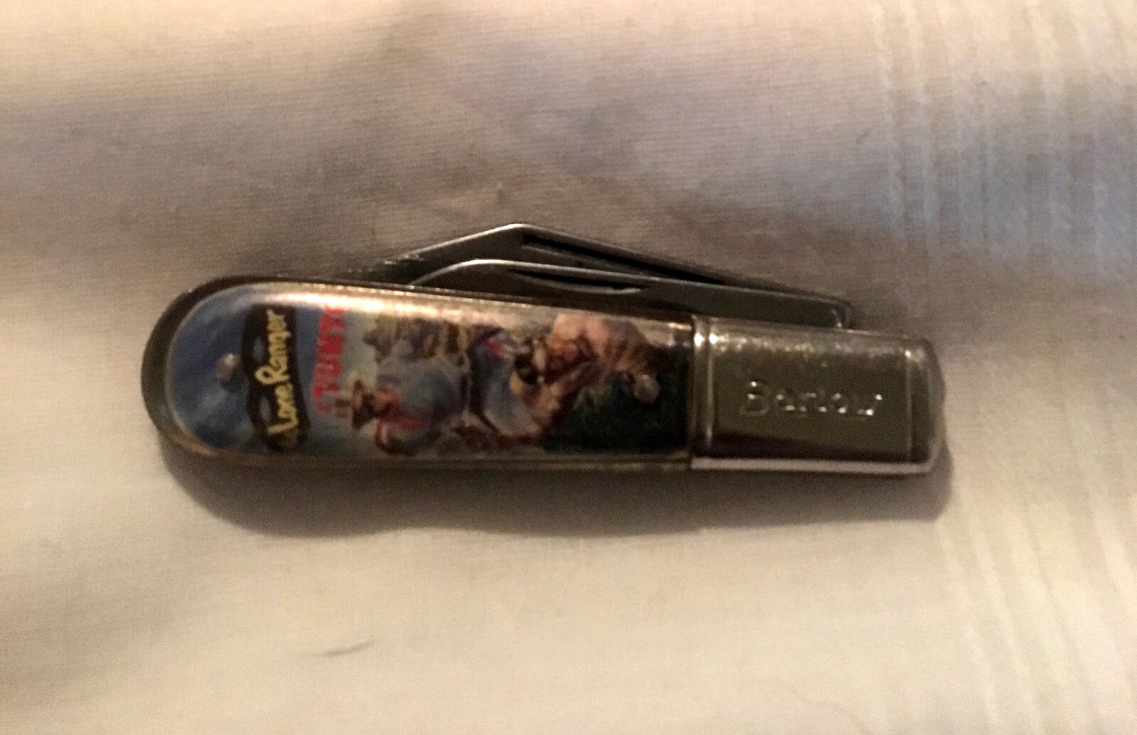 Vintage Barlow Lone Ranger 2 Blade Folding Pocket Knife Novelty Knife