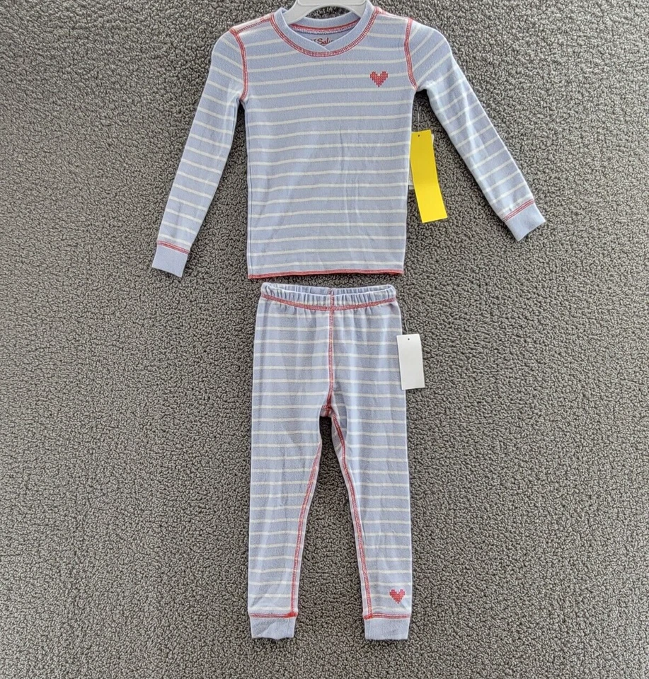 Juego de pijama a rayas PJ Salvage Mountain Mama niñas pequeñas 4T azul niebla pullOn L/S Foto 2 de 4