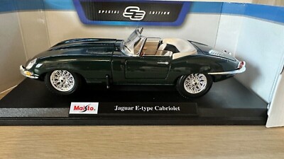 Neu Maisto Jaguar E-Type Cabriolet Auto Maßstab 1:18 Sonderedition Diecast grün