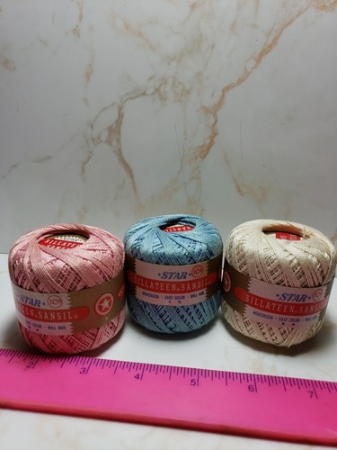Rare Vtg Star Thread Sillateen Mercerized Cotton Embroidery 3 Colors 75 Yds - Picture 2 of 7