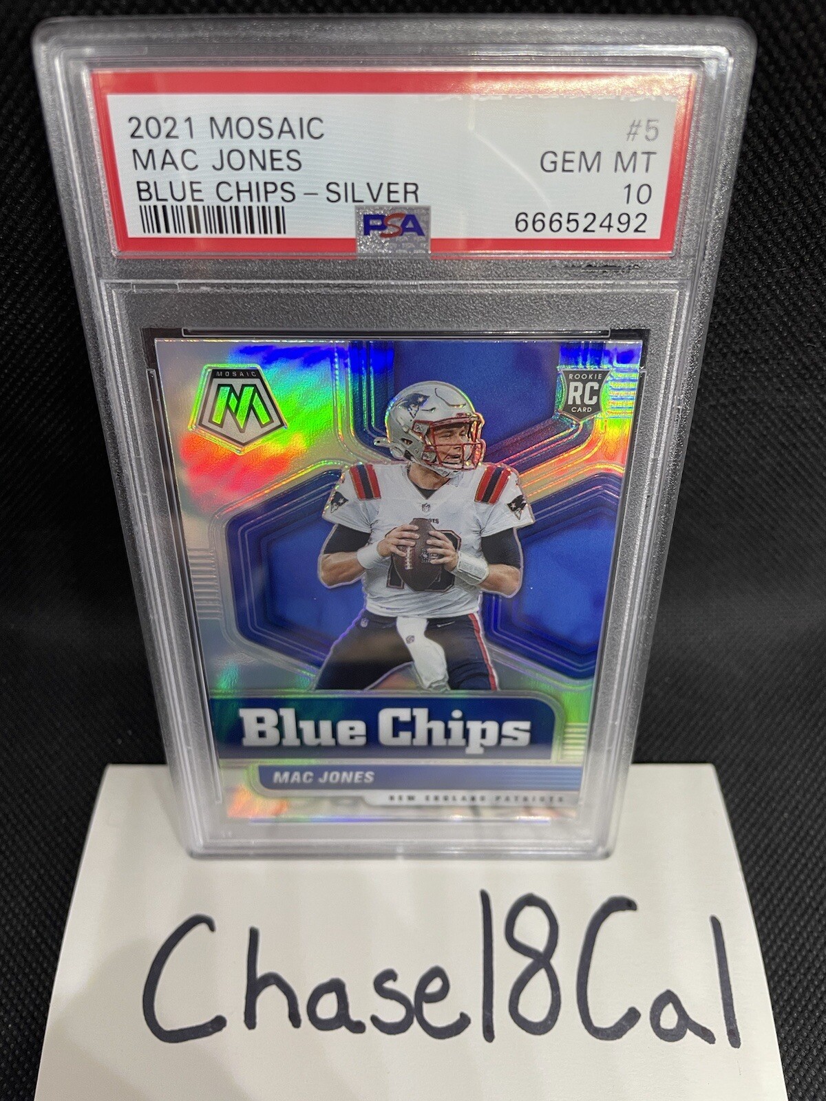 2021 Mosaic Mac Jones Rookie Card RC Blue Chips Silver Prizm PSA 10 GEM MT