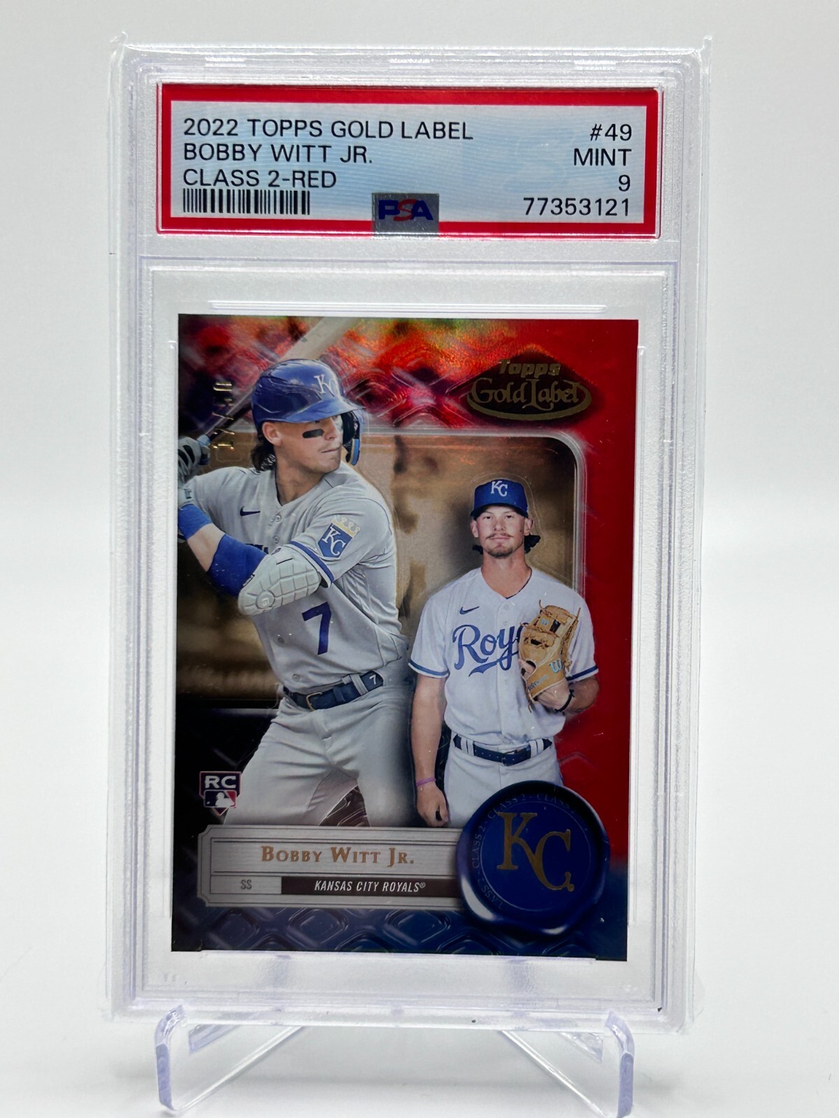BOBBY WITT JR 2022 TOPPS GOLD LABEL CLASS 2 RED 17/50 ROOKIE PSA 9 #49 JC
