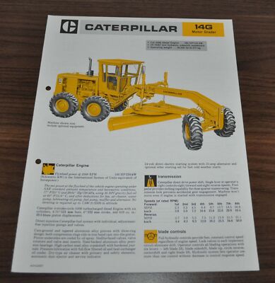 Caterpillar 14G Motor Grader Specification Technical Data Cat Brochure Prospekt