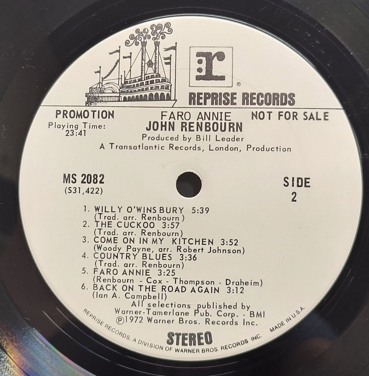 Rare 1972 John Renbourn Faro Annie White Label Promo WB MS 2082 NM Pentangle
