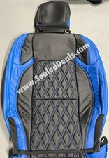 Leather Seat Covers for Jeep Wrangler JL Cobalt Blue & Black w Diamond Stitching