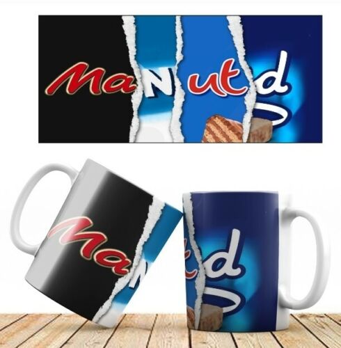 Man UTD Football team chocolate wrapper mug Game Gift ideas Present  - Afbeelding 1 van 1