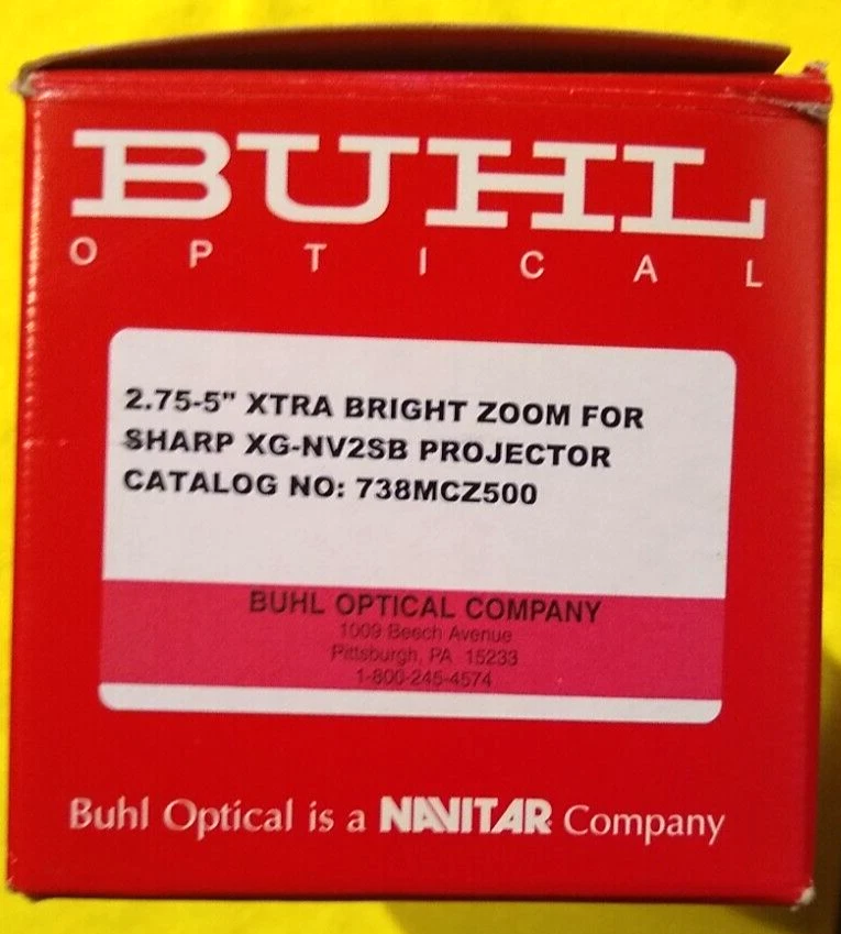 Buhl Optical 2.75-5" Xtra Bright Zoom For Sharp XG-NV2SB Projector PN #738MCZ500 - Image 2 of 4