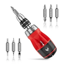 ARROW 12-IN-1 Multi Bit Stubby Ratcheting Screwdriver Quick-Load Torx Square Bit