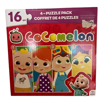 4 Puzzle Packs 16 Pieces Cocomelon Spin Master 11x15" Learning Logic ...