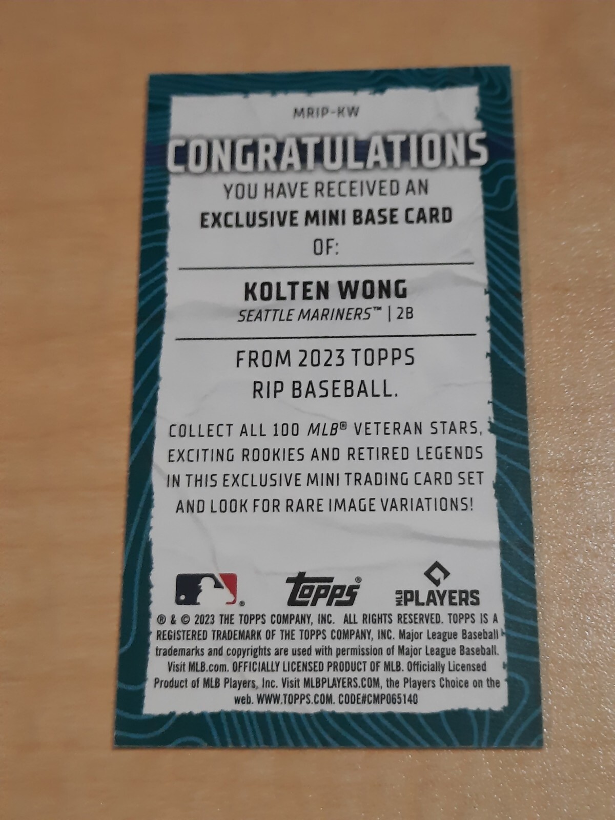 Topps Rip 2023 Topps Rip - Mini Kolten Wong #MRIP-KW Orange Black Ripples /55 for ...