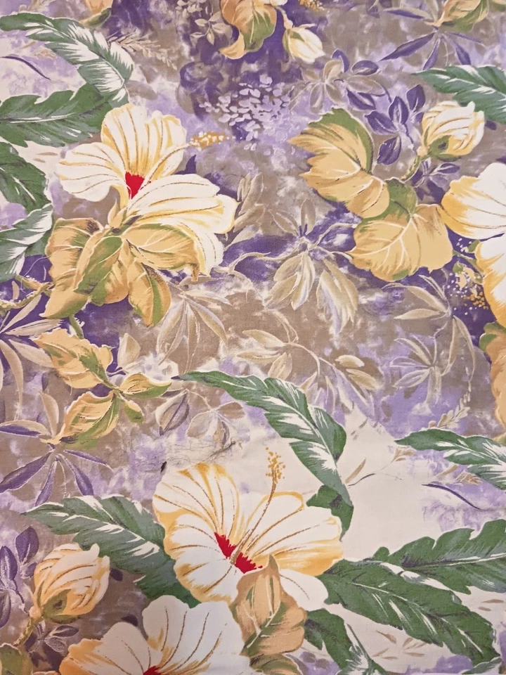Concord Fabrics Kesslers South Pacific Big Tropical Blue Green Flowers 54x62" - Image 2 of 4