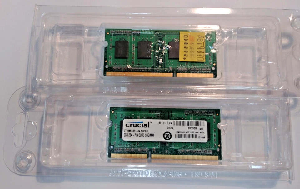 Crucial 4GB Kit (2GBx2) DDR3 1333 MT/s (PC3-10600) CL9 SODIMM 204-Pin 1.35V - Image 2 of 2