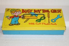 Ohio Art - Busy Boy Tool Chest with 9 Soft Plastic Tools Included - 1960's