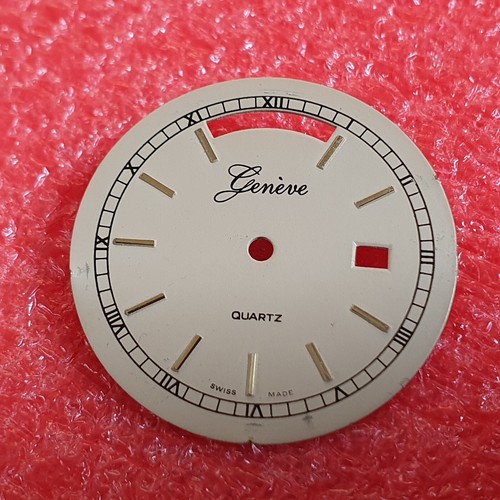 quadrante Geneve quartz day date 29,6 mm piedini 24,5mm dial watch parts vintage - Picture 4 of 10