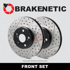 FRONT SET BRAKENETIC Premium Drilled Slotted Brake Rotors BNP33005.DS