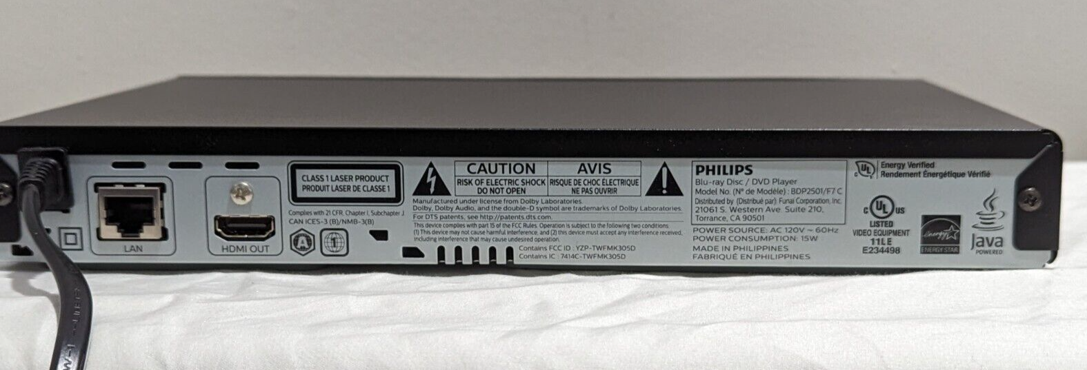 Philips BDP2501/F7 BluRay/DVD PlayerBuilt in WiFi & Video Upscaling