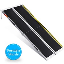 6 Feet Portable Wheelchair Ramp Non-Skid Aluminum Handicap Ramps for Home Silver