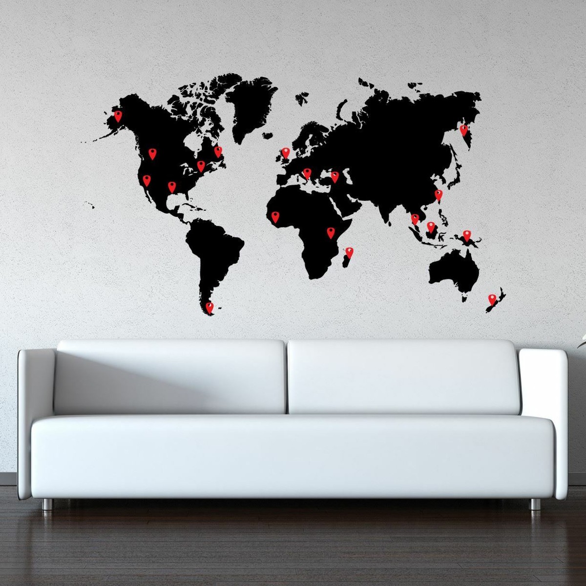 Autocollant Mural Vinyle Carte Du Monde Déco - Style Moderne, Amovible, Avec épingles De Localisation