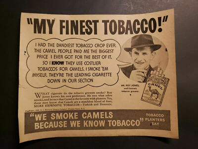 1938 Camel My Finest Tobacco Salesman Adv Sheet We Smoke Camels We Know Tobacco