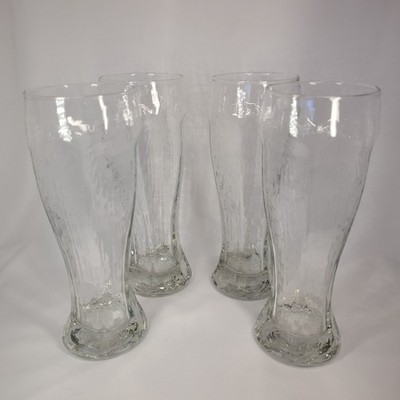 Libbey Chivalry Pilsner Glasses Hexagonal Shape Textured Panels - Set of 4