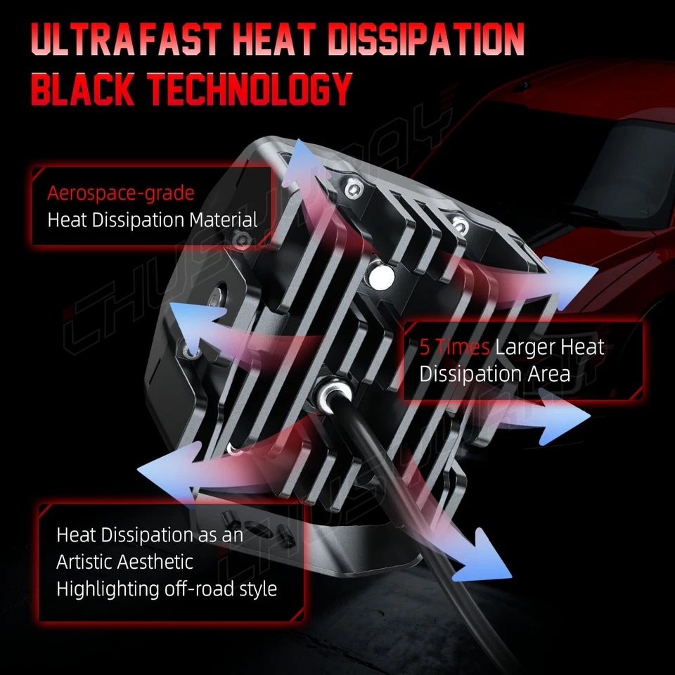 4PCS 4 Inch LED Work Light Bar Spot Flood Pods fit for Jeep ATV with Wire Kit - Image 4 of 4