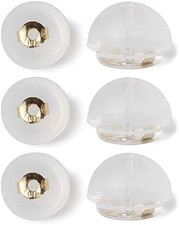 14K Real Solid Gold Earring Backs 3 Pairs Safety Secure Soft Clear Small Silicon