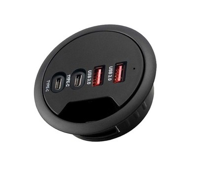 Grommet Desk-Fit USB 3.0 Hub (Diameter 2.36'' or 60MM) 2 Port Type A&2 Port Ty...