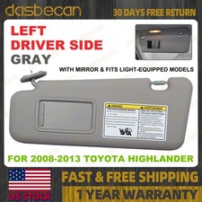 Gray Left Driver Side Sun Visor w/ Mirror For...