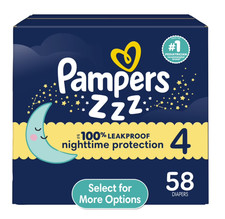 Pampers Swaddlers Overnight Zzz Baby Diapers Size 4, 58 Count