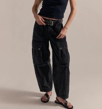  120 Free People We The Free Brentwood Slouchy Cargo Pants Washed Black Size 4/6