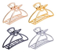 4 PCS Large Metal Hair Claw Clips Catch Barrette Jaw Clamp Women Bun