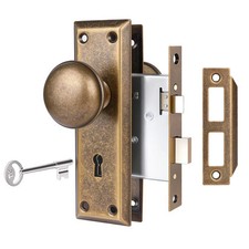 Mortise Lock Set for Interior Door, Vintage Door Knobs with Lock and Skeleton...