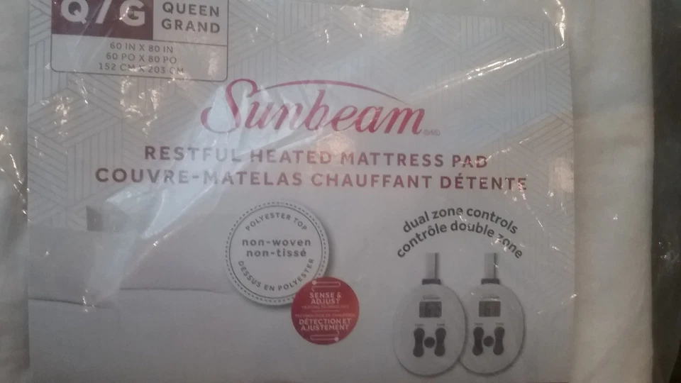 Juego de 12 almohadillas térmicas acolchadas acolchadas Sunbeam eléctricas Queen 80" x 60" Foto 2 de 4