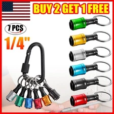 7Pcs 1/4" Hex Shank Quick Release Keychain Screwdriver Drill Bit Holder Bits Set