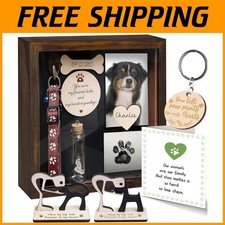Dog Cat Sculpture Shadow Box - Pet Ashes Fur Jar, Gift Set