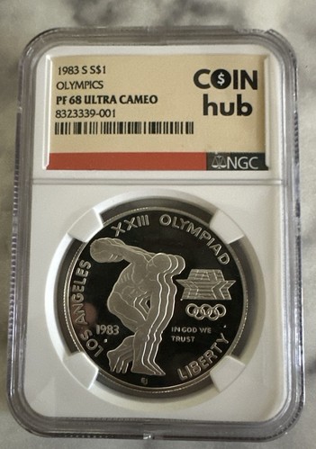PF68 1983-S UCAM Commemorative Dollar Olympic Discus NGC