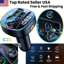 Bluetooth FM Transmitter Car Adapter Hands Free Radio PD USB Charger QC3.0 AUX