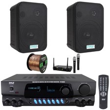 Pyle Audio Digital 200W Receiver, 2x 6.5'' 500W Waterproof Speakers, Mic System