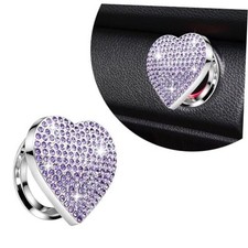 Bling Push Start Button Cover, Crystal Rhinestone Heart Shape Push Start Purple