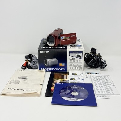 Sony DCR-SX40 Handycam 4GB Digital Camcorder Red Tested Box Battery Charger