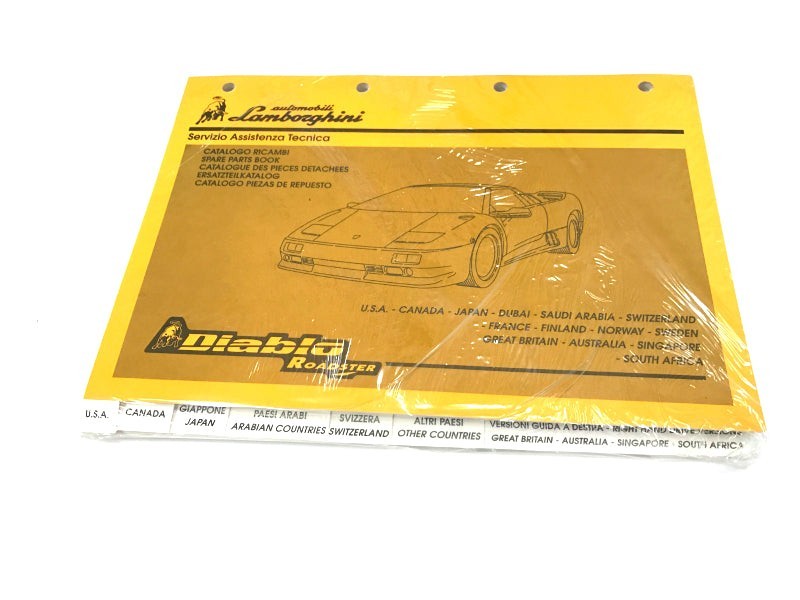 OEM 1996 Lamborghini Diablo Roadster Parts & Illustrations Catalogue