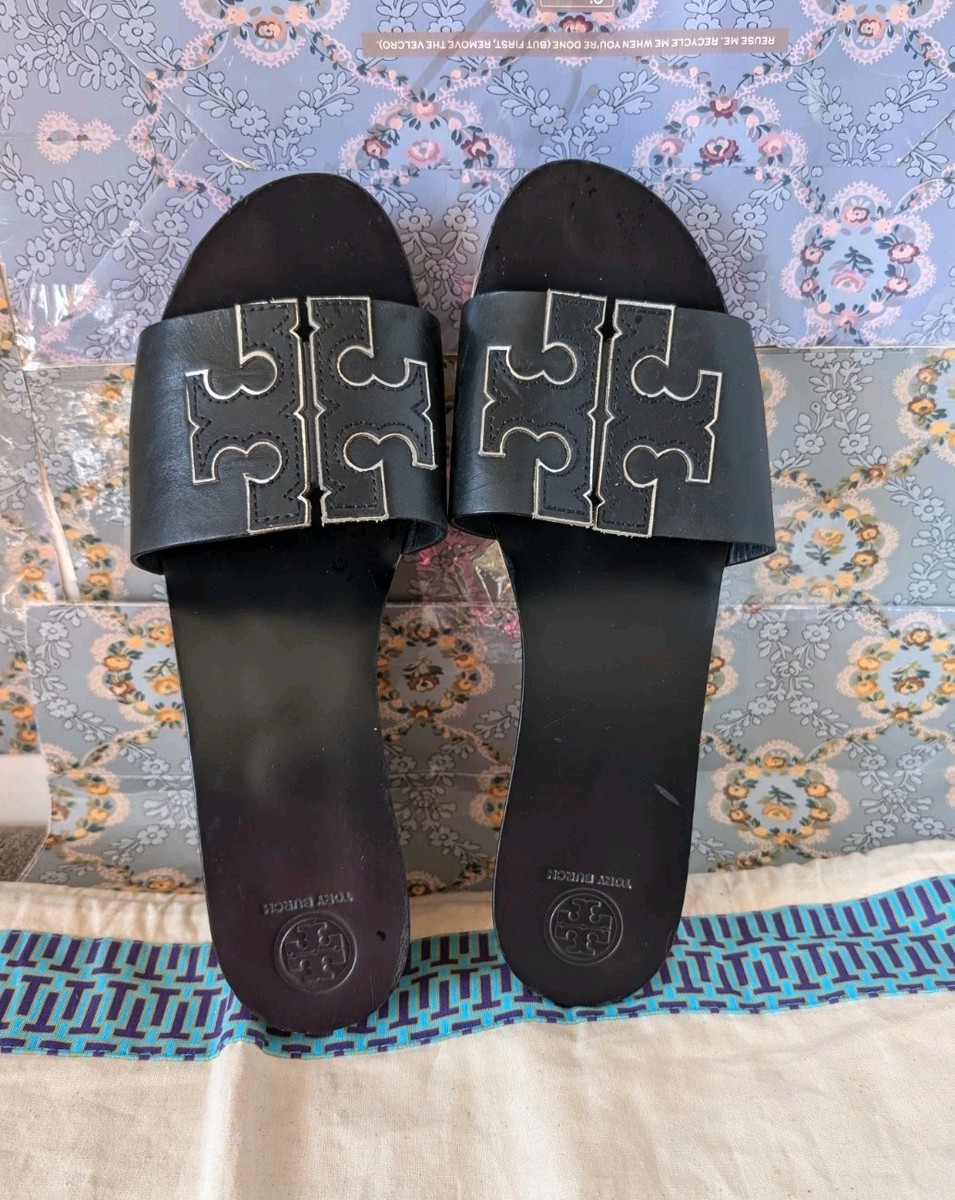 Tory Burch INES 80 mm slide wedge Sandals Black Size 10.5 | eBay