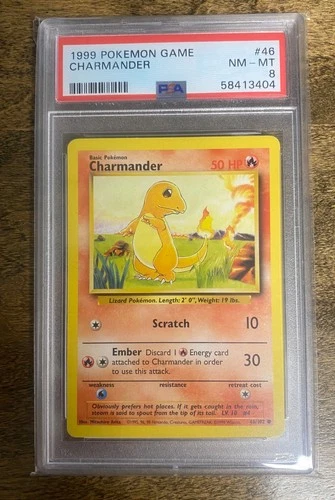 1999 Pokemon Game #46 Charmander PSA 8 Base Set Unlimited Card
