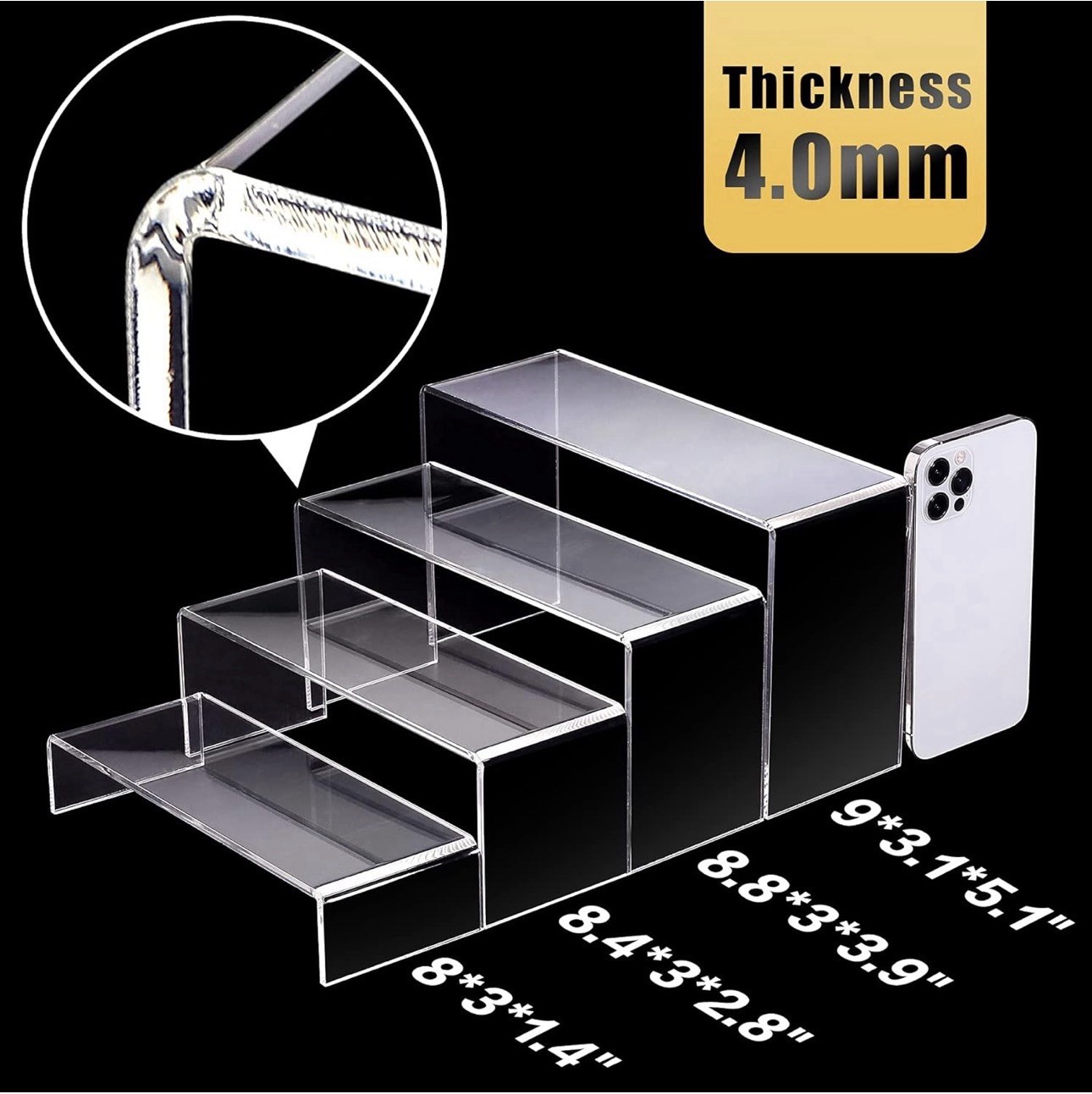 Aheroi Large Acrylic Risers 8 Pcs Set Display Stand Shelf Cake Shoe Retail Decor
